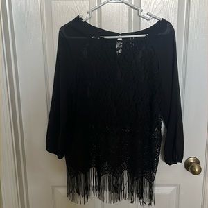 Free people lace fringe top.
